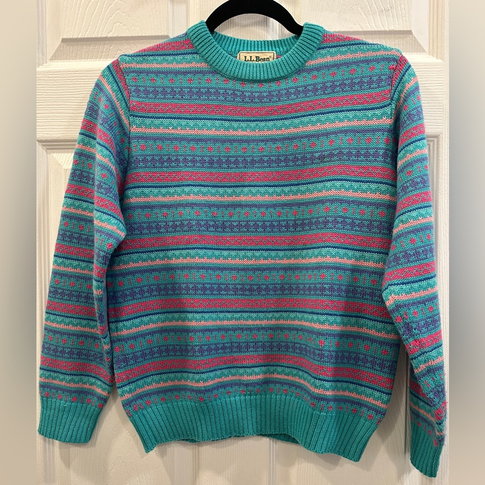 vintage L.L bean striped wool blend sweater size S EUC